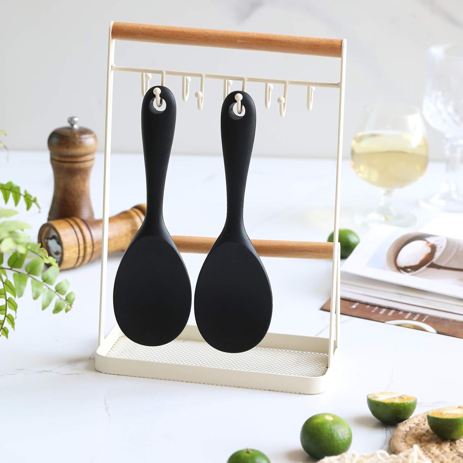 Paleta de arroz, cuchara de arroz de silicona, antiadherente, resistente al calor, cuchara de arroz, espátula de arroz, cuchara de arroz, cuchara
