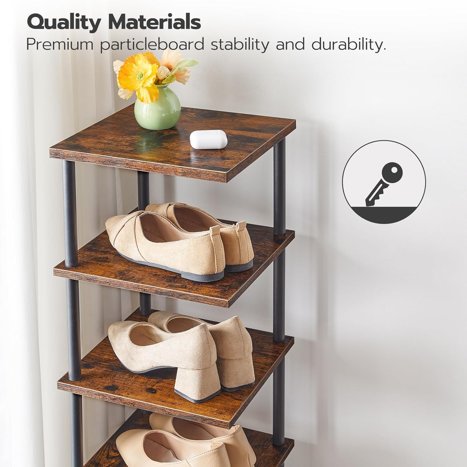 HOOBRO Zapatero vertical, estante estrecho de 8 niveles, organizador de almacenamiento de zapatos para espacios pequeños, 11 pulgadas de largo x 11