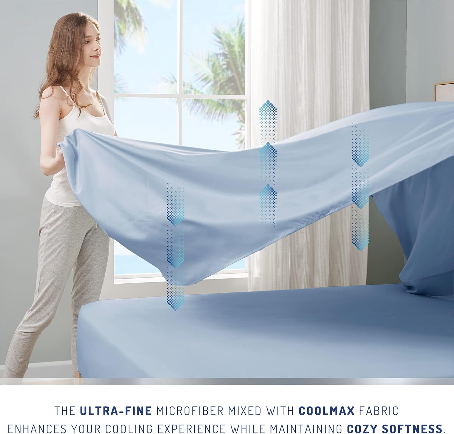 Degrees of Comfort Coolmax – Juego de sábanas refrescantes para cama de tamaño individual, absorben la humedad para sudores nocturnos, la mejor