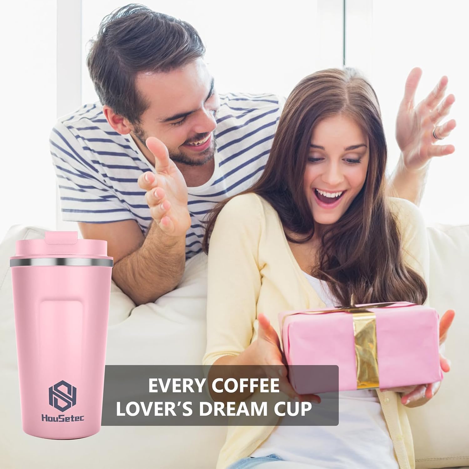 Taza de café, vasos de café con popotes y cepillos para pajillas, taza de café de viaje con tapas a prueba de fugas para mantener el agua caliente y