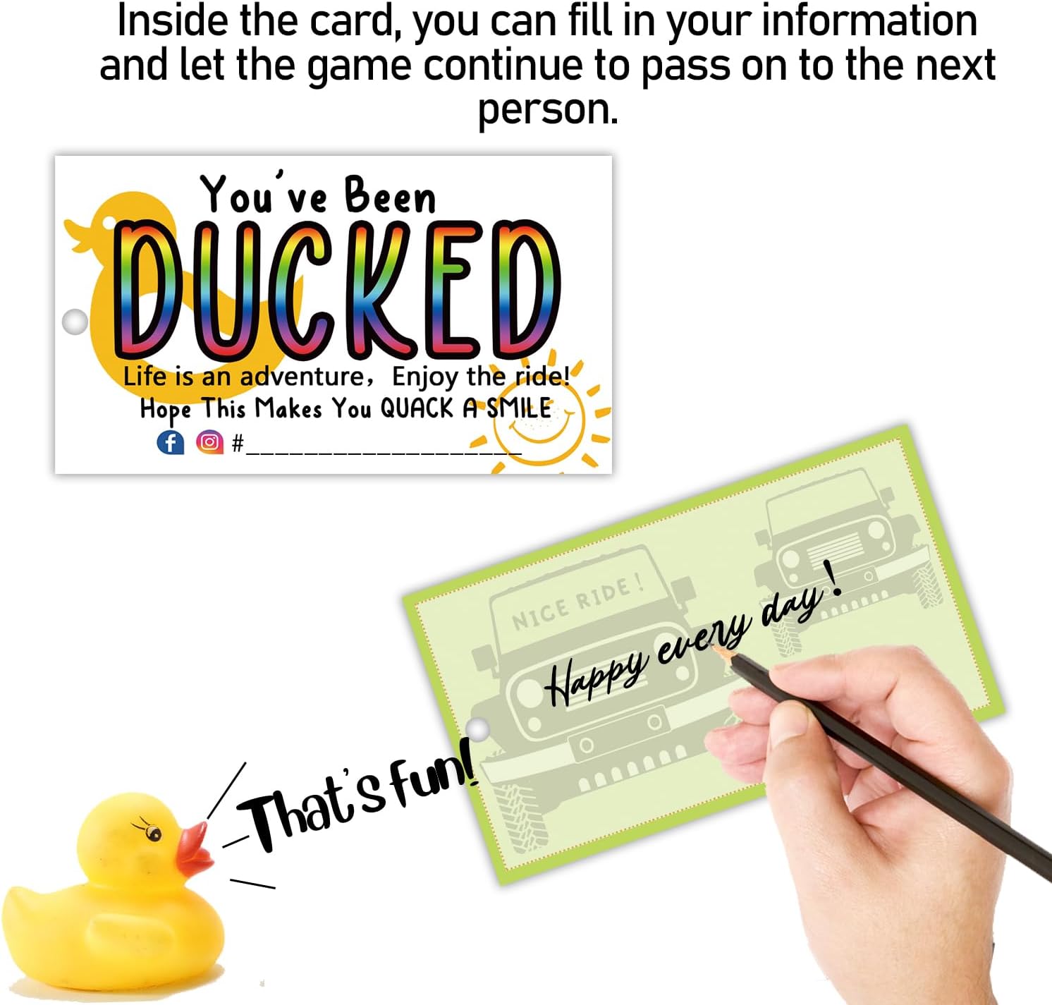 You’ve Been Ducked, etiqueta de pato de pato, tarjeta de juego de patito de pato, tamaño de tarjeta de visita de 3.5 x 2 pulgadas, diseño de fondo