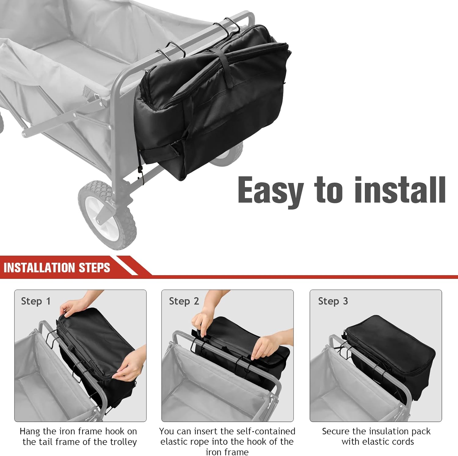 Bolsa de almacenamiento para carro, plegable de tela Oxford, bolsillo en la cola, accesorios para playa al aire libre, carrito de jardín, bolsa de