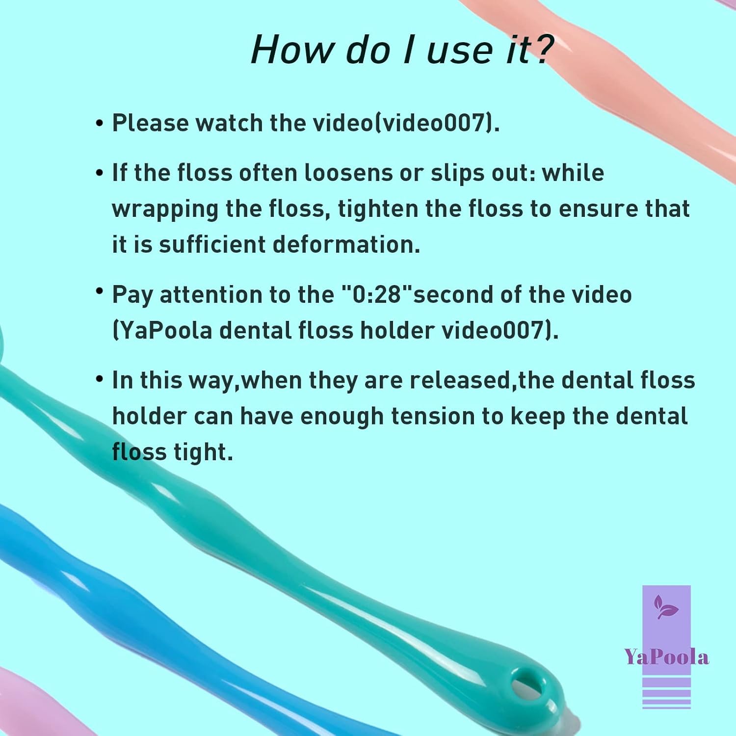 YaPoola Diseño de mango de hilo dental sin desperdicios para adultos y niños, limpieza de dientes reutilizables, 1 unidad, regalo para hija de madre