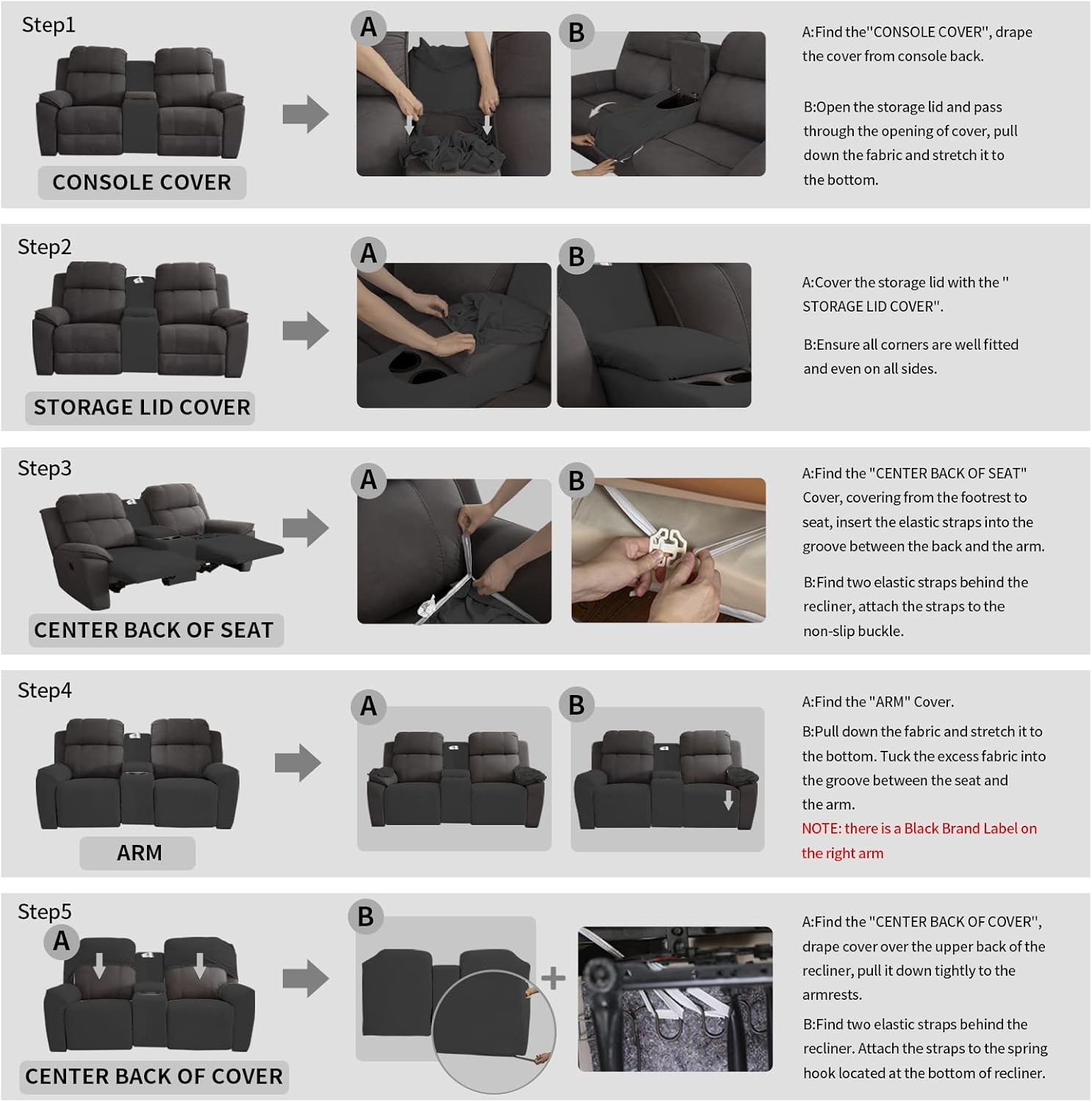 Easy-Going Funda elástica para sofá biplaza reclinable con consola central, suave forro polar ajustable de 2 asientos con soporte y almacenamiento,