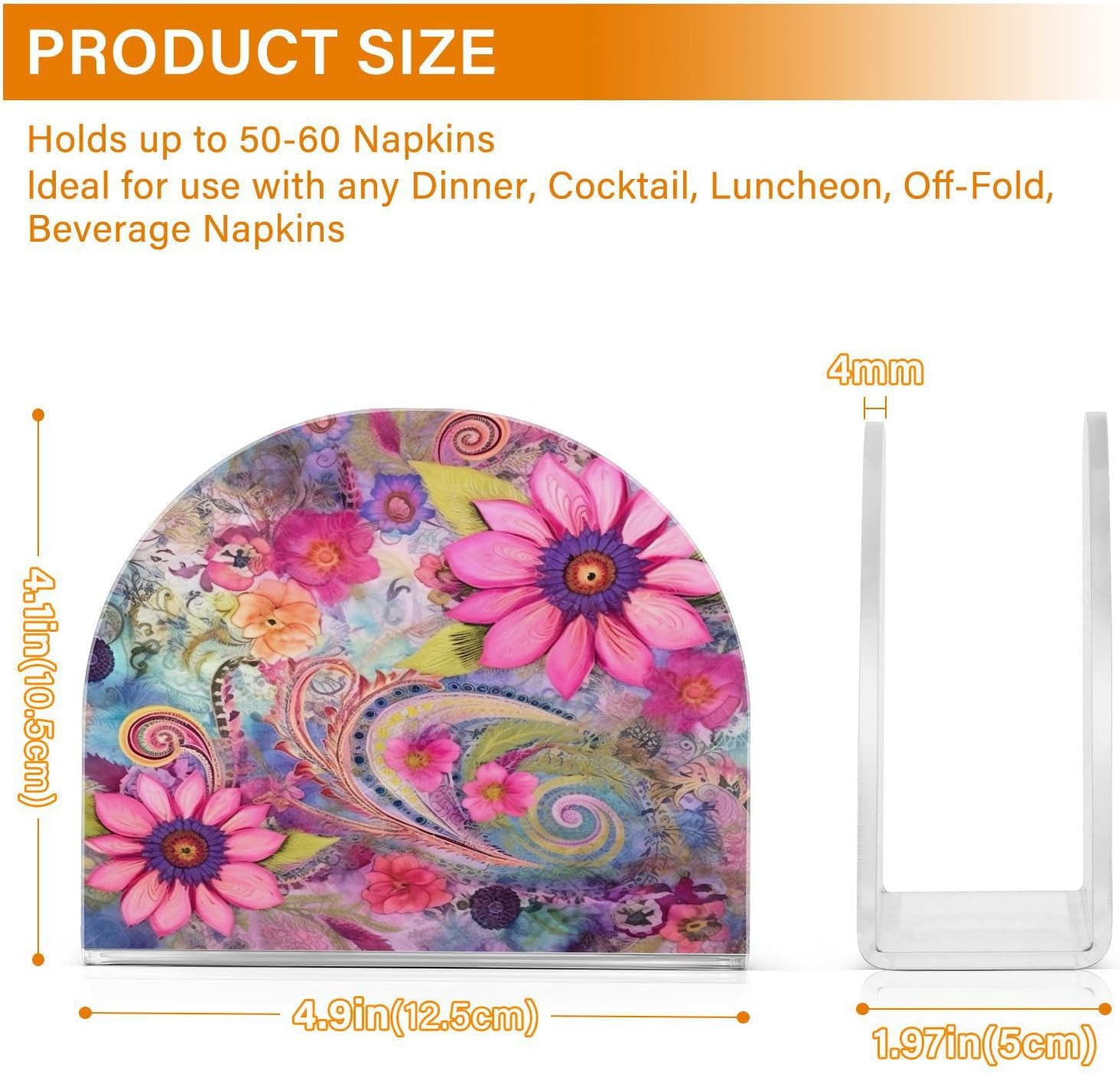 Napkin Holder Blooming Flowers Napkin Holders for Tables, Clear Acrylic Napkin Holders Cocktail Napkin Holder for Kitchen Restaurant Bar Home Decor