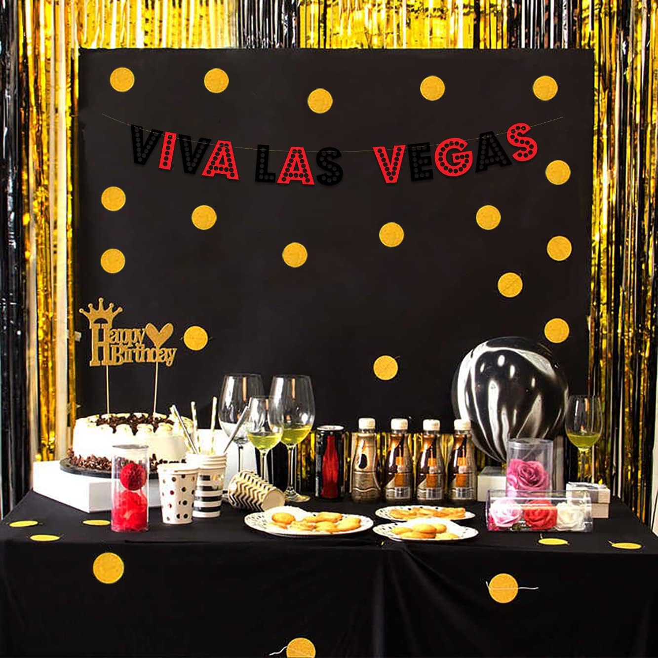 Viva Las Vegas – Cartel con purpurina roja y negra, decoración de despedida de soltera y fiesta de cumpleaños, regalos, suministros e ideas