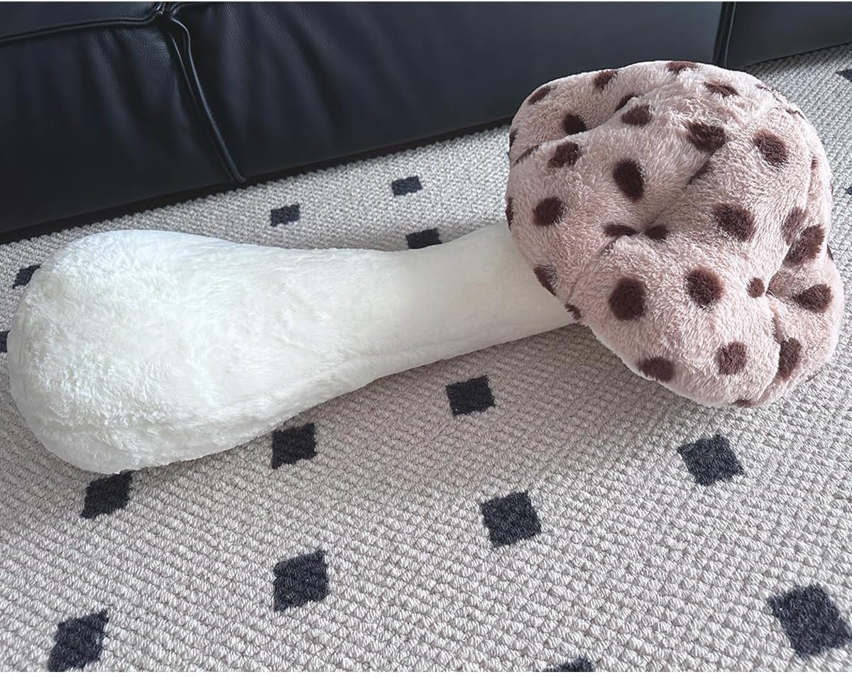 Hofun4U Almohada de felpa con forma de hongo, almohada larga rellena en forma de hongo de 30 pulgadas, almohada corporal de felpa de hongos con