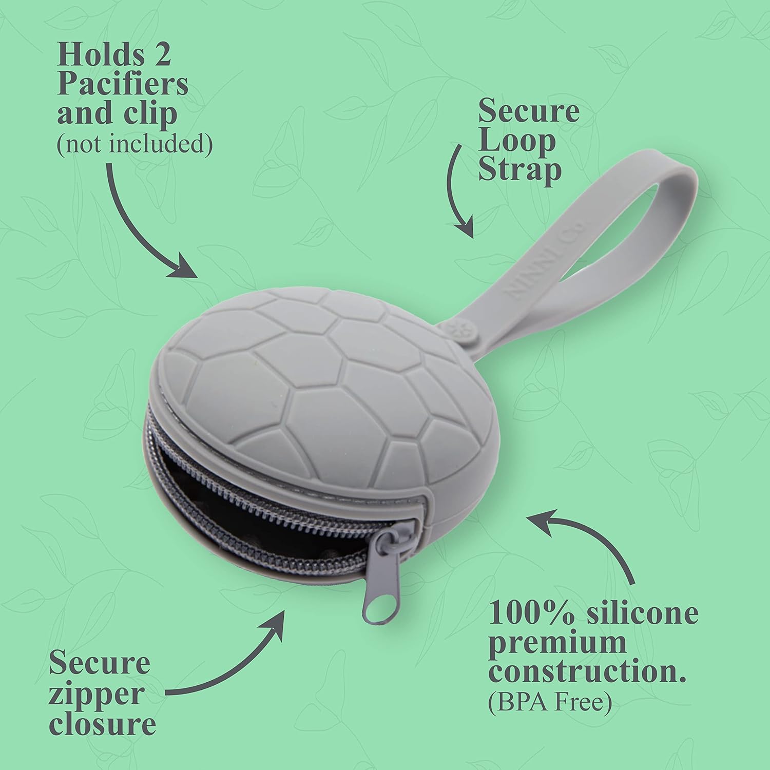 Ninni Co. Funda para chupete  Soporte para chupete recién nacido sin BPA  Bolsa de silicona para chupetes de bebé de viaje  Estuche de