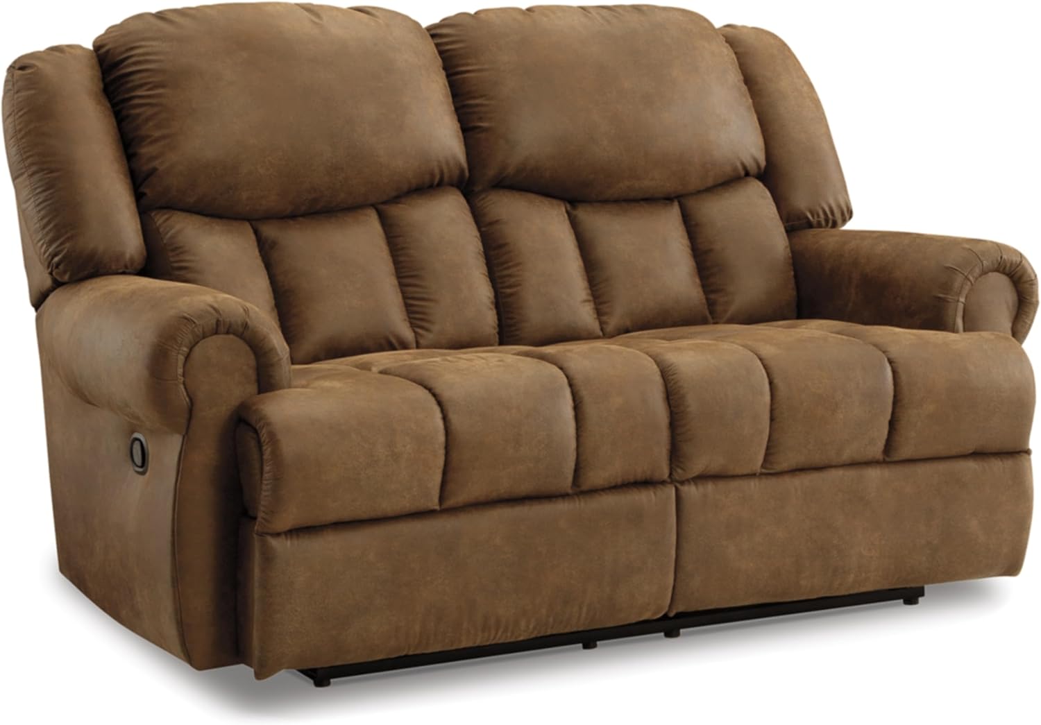 Signature Design by Ashley Boothbay Classic – Sofá biplaza reclinable manual de piel sintética, color marrón oscuro