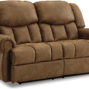 Signature Design by Ashley Boothbay Classic – Sofá biplaza reclinable manual de piel sintética, color marrón oscuro Signature Design by Ashley Boothbay Classic – Sofá biplaza reclinable manual de piel sintética, color marrón oscuro