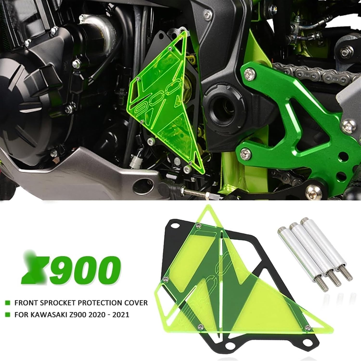 SHATKA Motorcycle Parts Front Sprocket Cover Chain Guard Cover Left Side Engine Protector for Kawasaki Z900 Z 900 Z900 2020 2021 Falling Protector