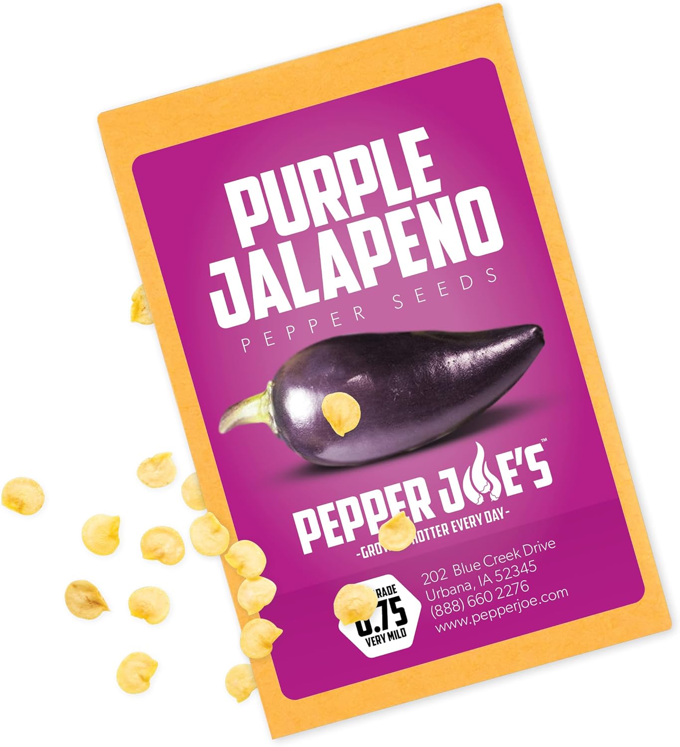 Pepper Joe’s Semillas de pimiento jalapeño morado  Paquete de 10 semillas de pimiento picante suave raras  Cultivadas en Estados Unidos  Semillas de