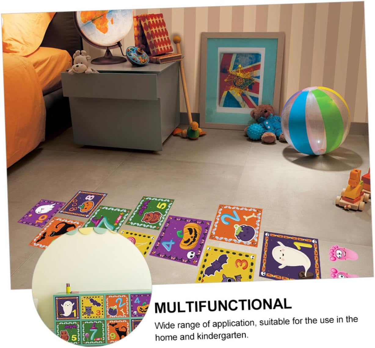 SAFIGLE 1 Unidades Hopscotch Floor Vision Kids Palymat Halloween Kid Ground Wallpaper Halloween Piso Pegatina Decoración Niños Juguetes Niños