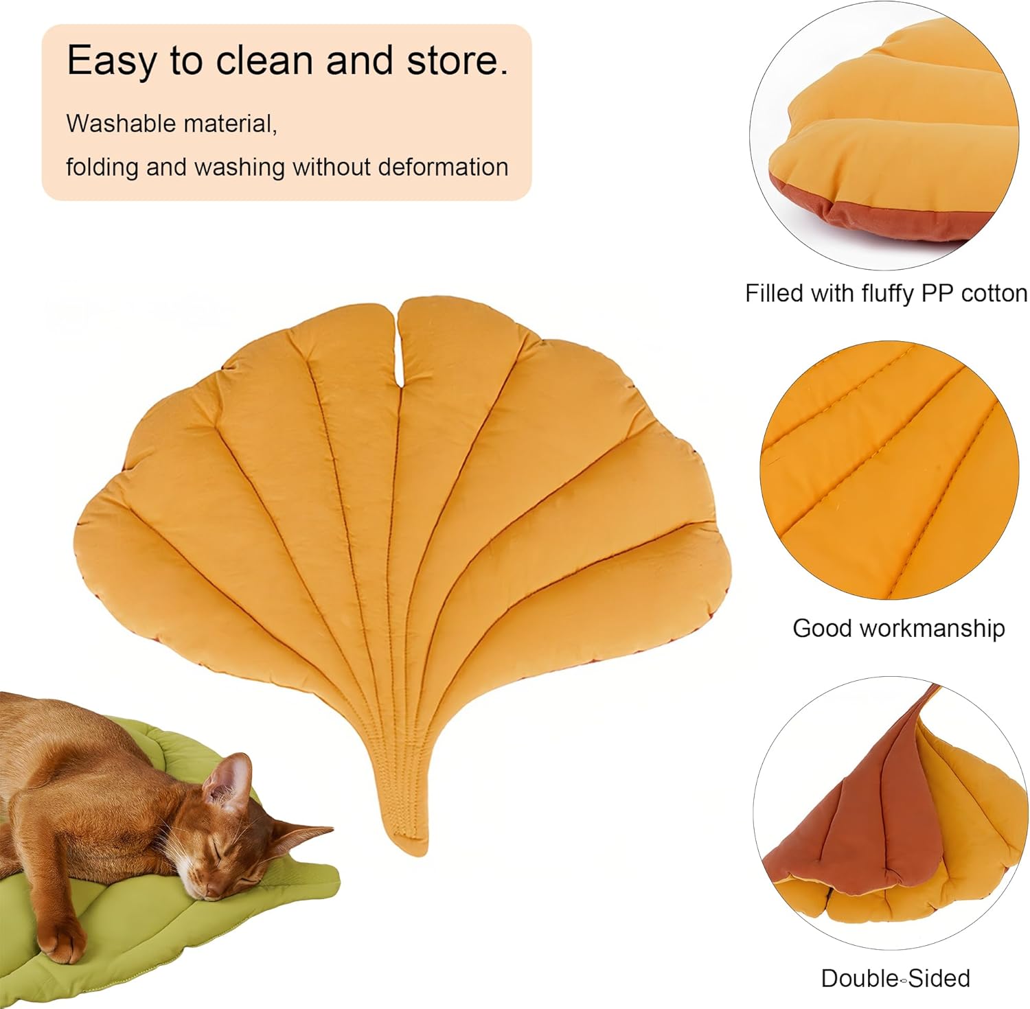 Manta de algodón en forma de hojas para perros y gatos, 1 alfombrilla de doble cara disponible en forma de hoja para perro y gato, manta para
