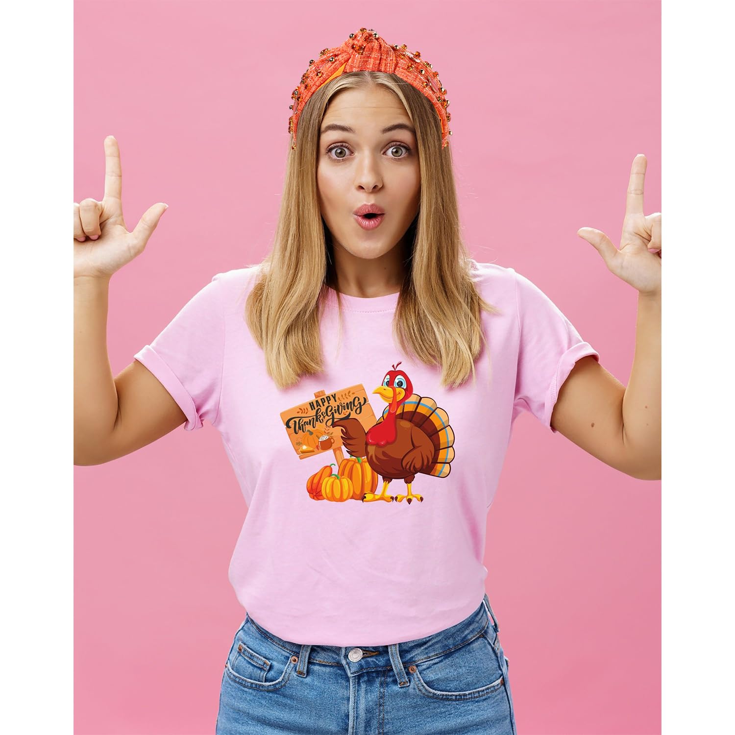 JERTOCLE Diadema de Acción de Gracias, diadema de otoño para mujer, diadema esmaltada de calabaza con cristales anudados, diadema de tweed con nudo