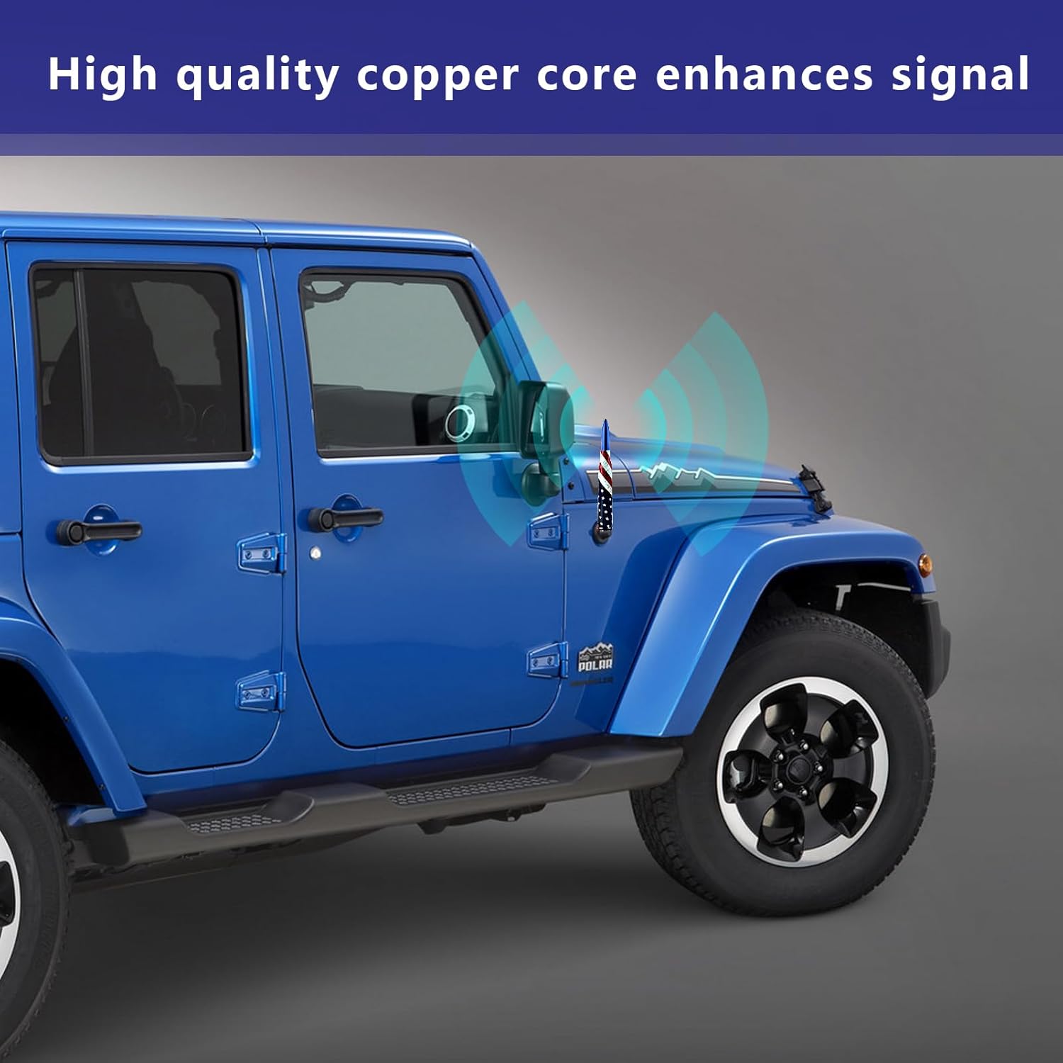 Jawmoy 1 antena de bala para automóvil, antena de bala con impresión de bandera estadounidense, accesorios de repuesto para automóvil, compatible