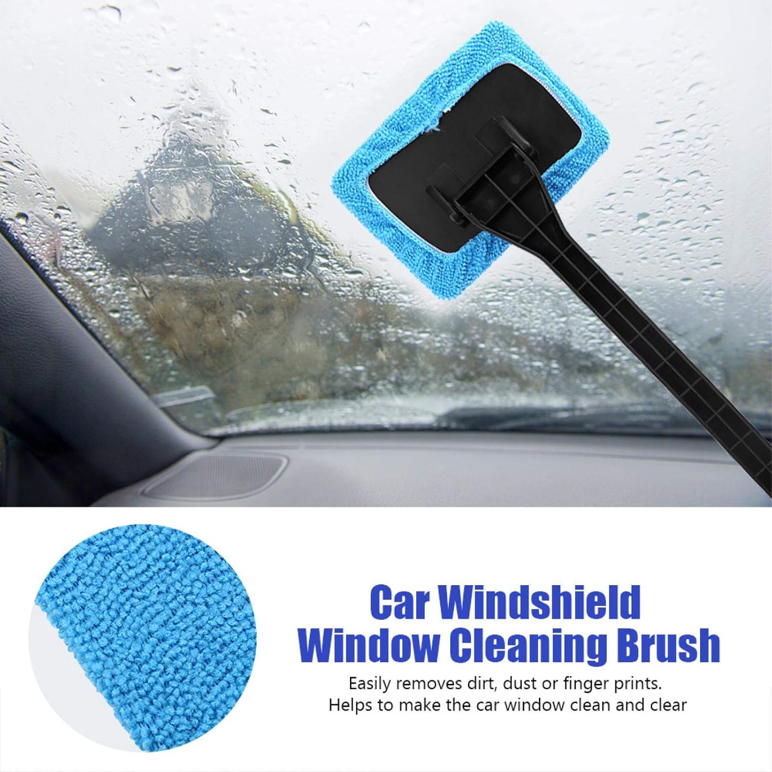 Herramienta de limpieza de vidrio para parabrisas, escobilla de goma duradera y almohadilla de microfibra para interior y exterior, limpiaparabrisas