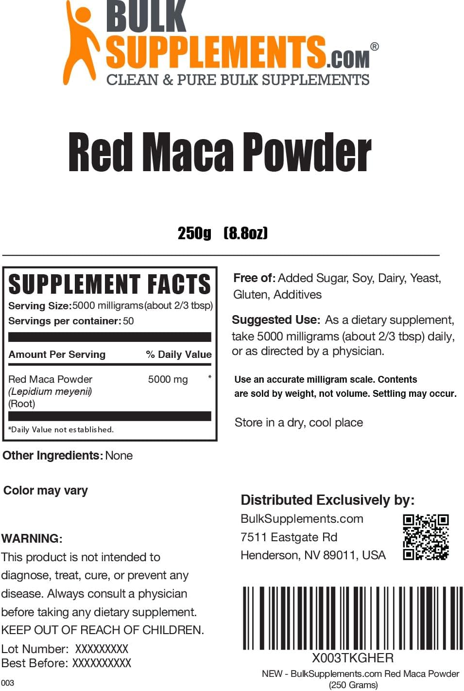 BULKSUPPLEMENTS.COM Polvo de maca roja, suplemento de maca. Polvo de maca roja para mujeres y hombres, polvo de raíz de maca roja – Polvo de maca