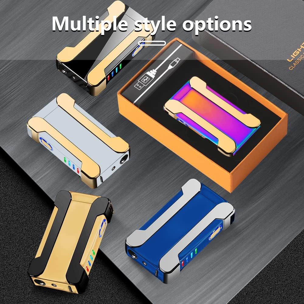 YOZWOO Encendedor de plasma recargable por USB, encendedor eléctrico resistente al viento, sin llama, encendedor de doble arco, personalizable con