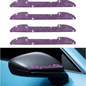 4 protectores de arañazos para manija de puerta de automóvil, tira anticolisión con diamantes de imitación automáticos, protector de borde para 4 protectores de arañazos para manija de puerta de automóvil, tira anticolisión con diamantes de imitación automáticos, protector de borde para