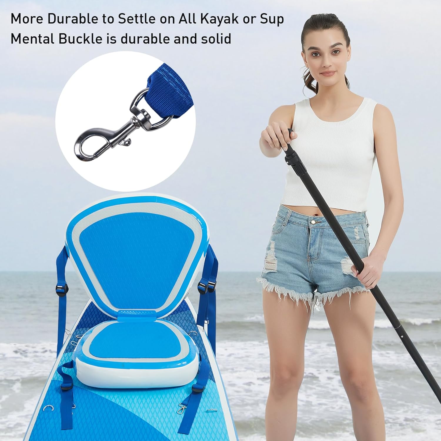 Huskfirm Asiento de kayak, asiento acolchado universal, cómodo, inflable desmontable, asiento de SUP ajustable para kayaks, botes de remos, barcos