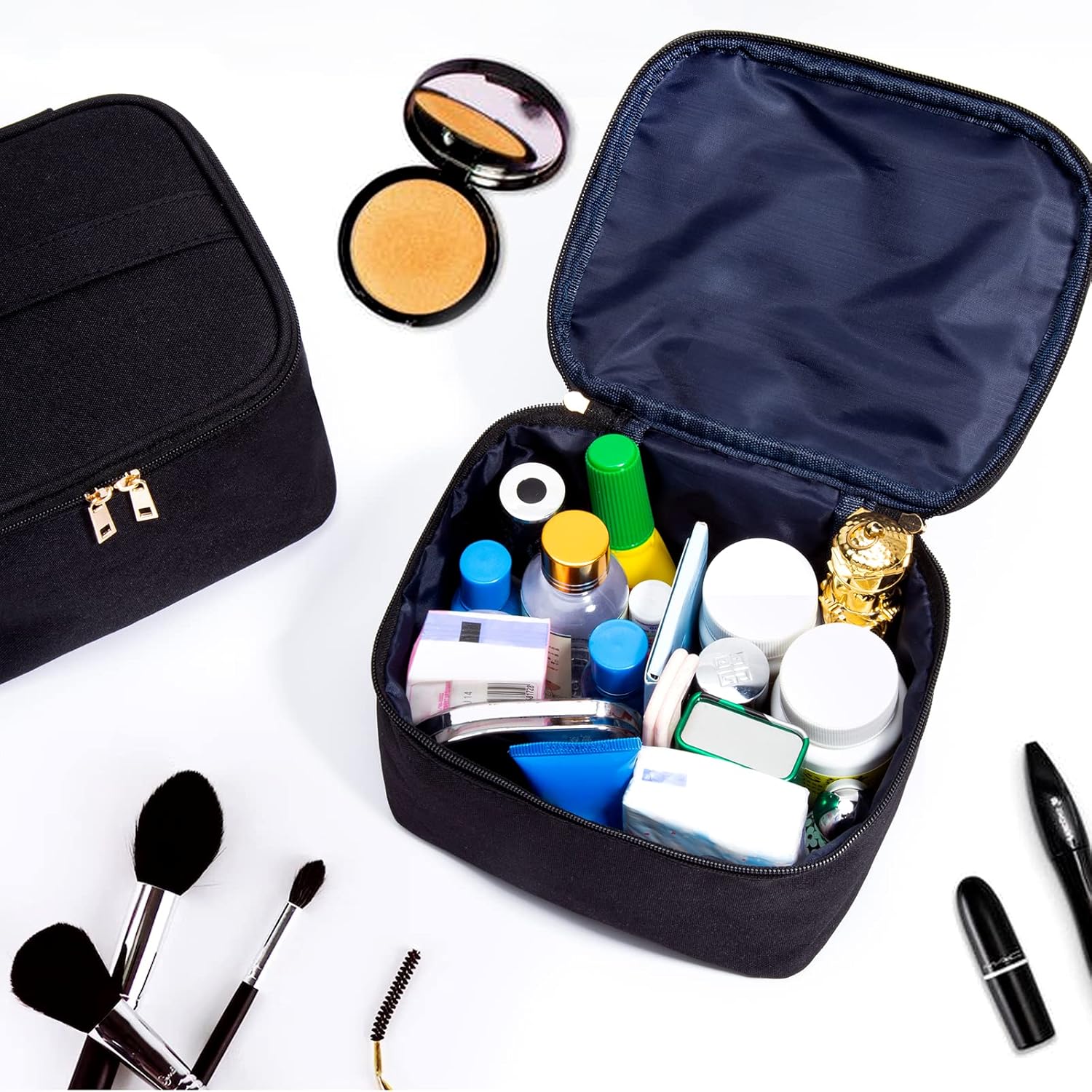 Estuche de maquillaje de viaje para mujeres, cosméticos, brochas de maquillaje, artículos de tocador, accesorios digitales, bolsa de almacenamiento,