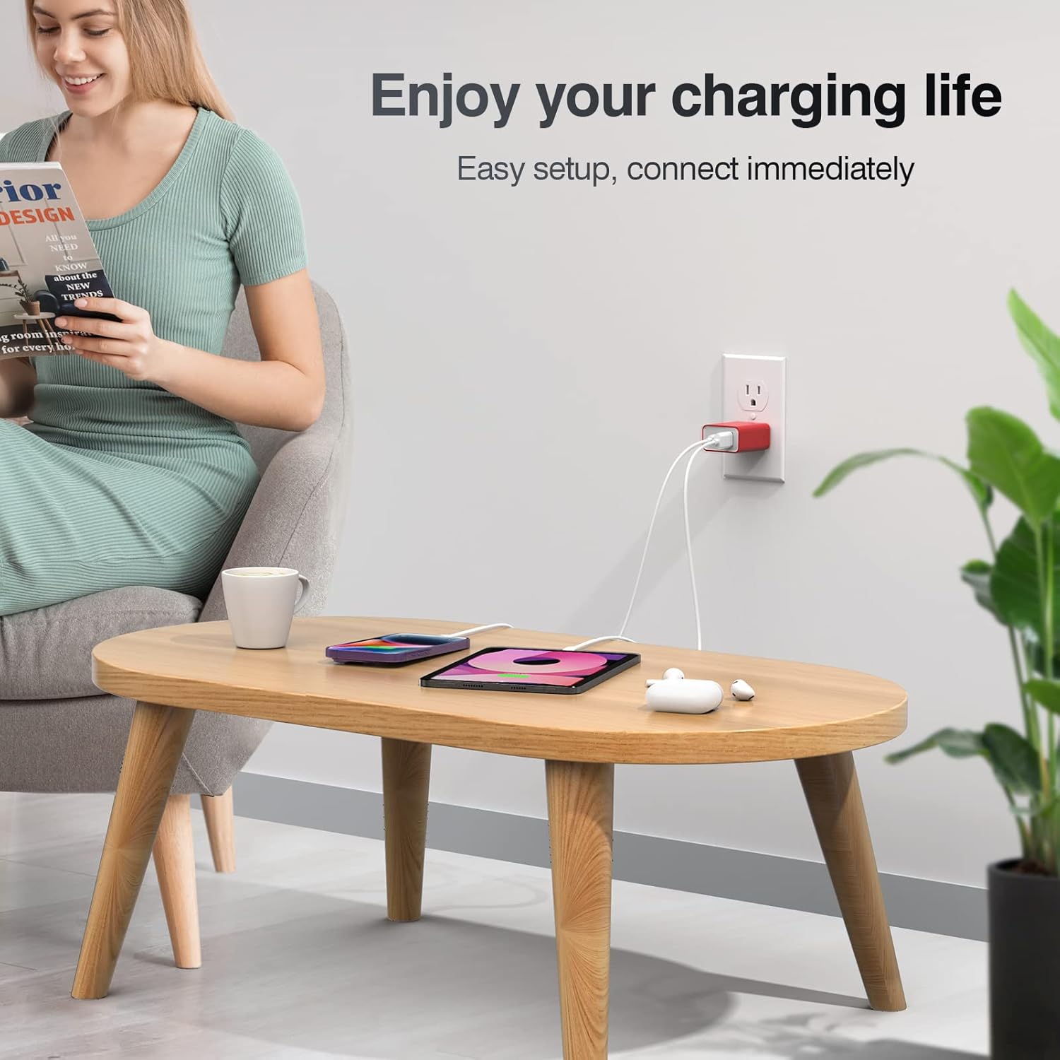 Bloque de carga de pared USB C, 20 W, 2 puertos rápido USBC PD3.0, adaptador de corriente tipo C, cargador de cubo de ladrillo para iPhone 14 13 12