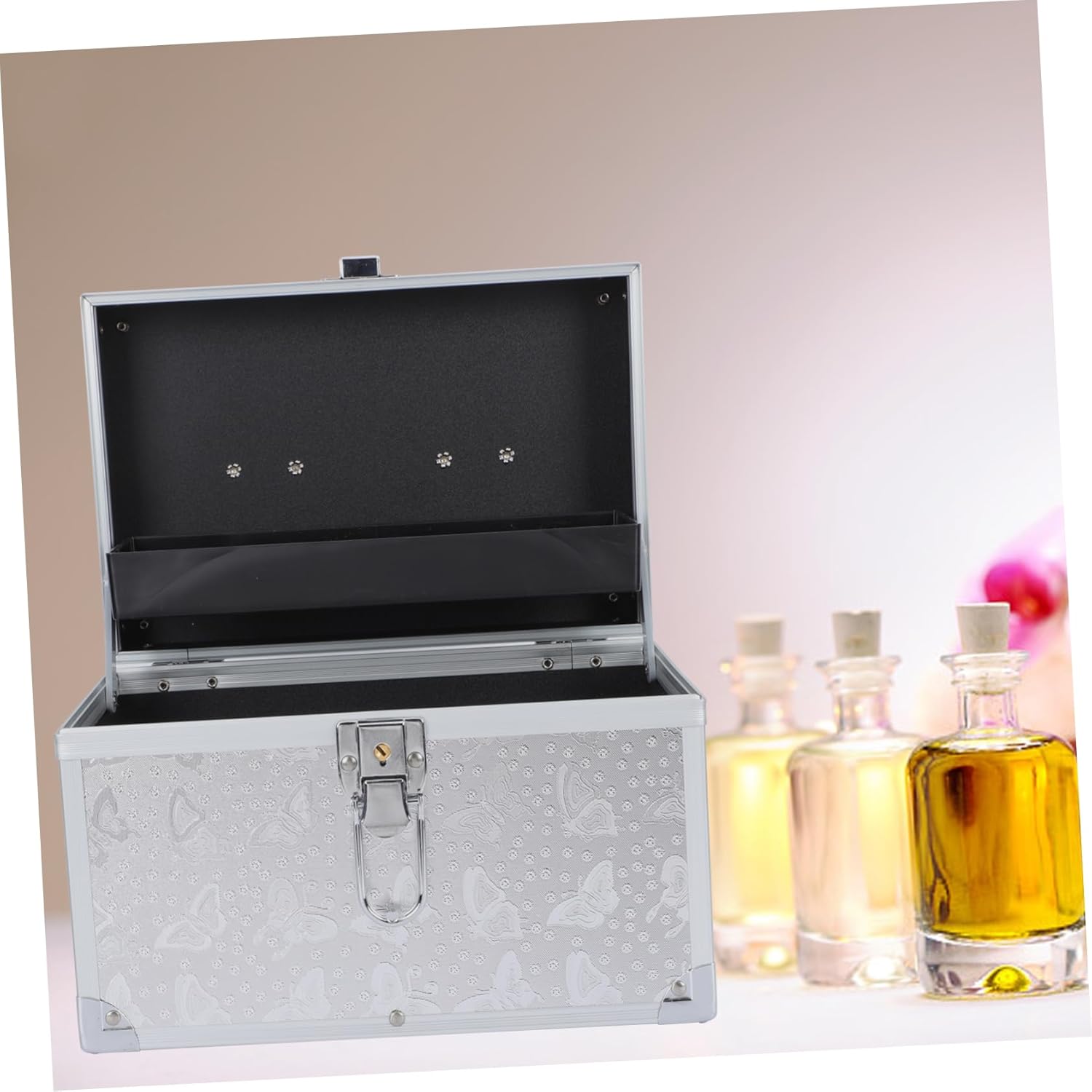Tofficu Kit de pedicura Caja organizadora de maquillaje, organizador de maquillaje portátil, caja de herramientas de viaje, caja de cosméticos