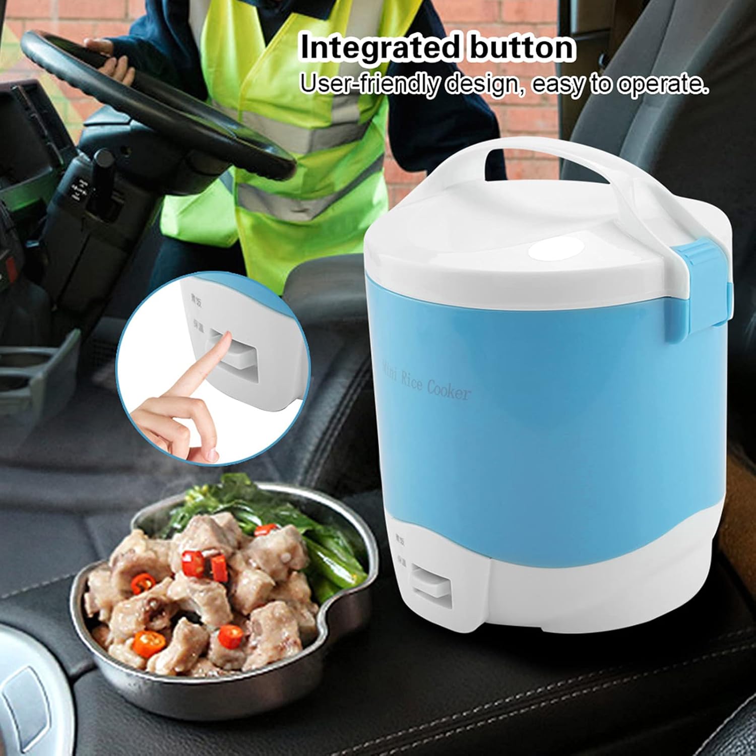 Arrocera eléctrica para automóviles, 24 V, 180 W, 1,6 L, eléctrica, portátil, multifuncional, arrocera, vaporizador, olla de arroz eléctrica para