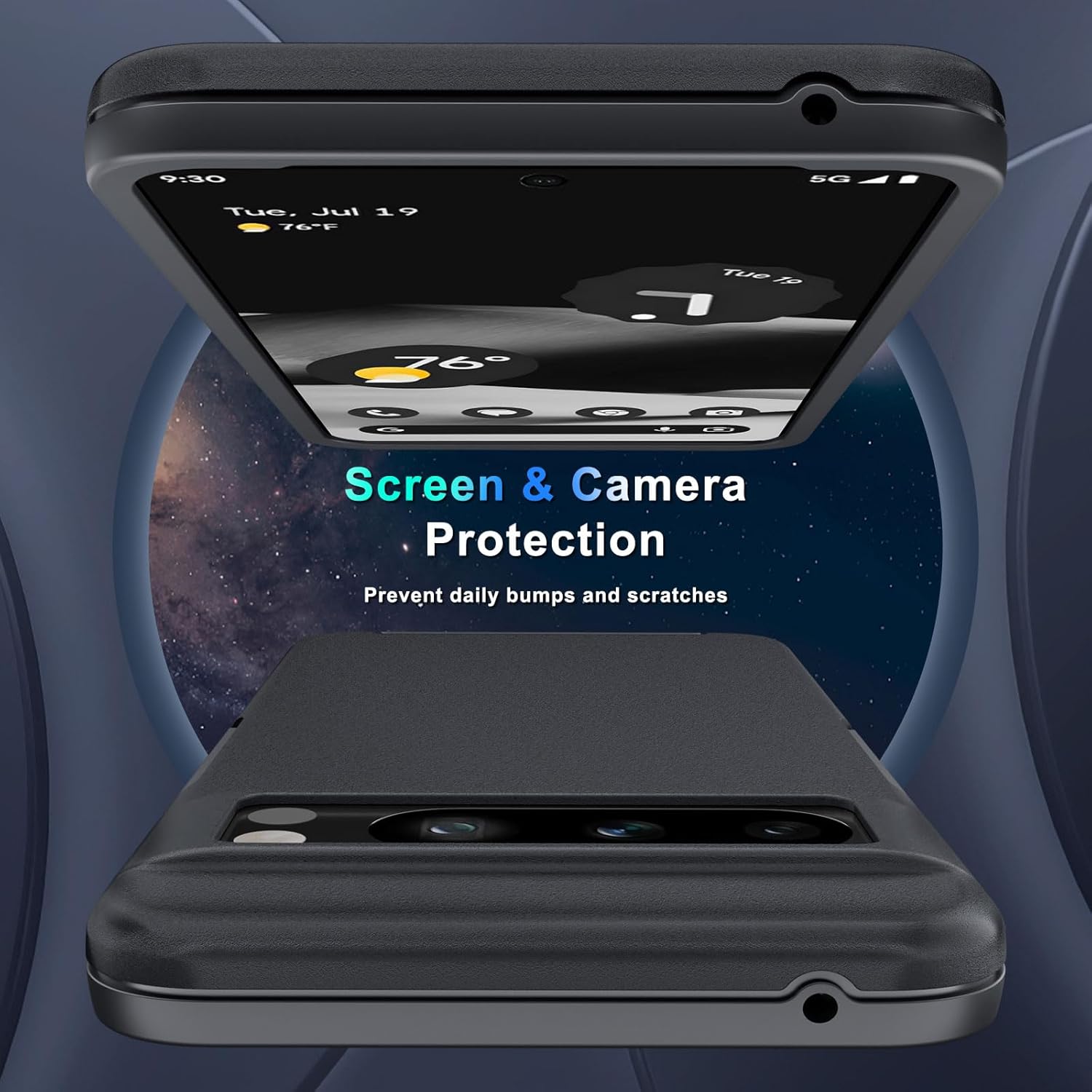 YENAPOON Funda para Google Pixel 8 Pro, protección contra caídas de grado militar de 10 pies, paquete de 2 protector de pantalla de vidrio templado