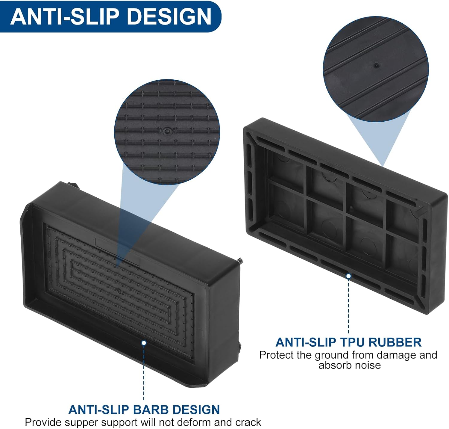 uxcell Elevadores de muebles de 4.3 pulgadas, 4 elevadores de cama rectangulares ajustables para extensor para cama, escritorio, sofá, mesa, soporte