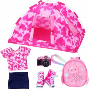 Ecore Fun Juego de 6 tiendas de campaña para muñecas de 18 pulgadas y accesorios que incluyen tienda de campaña para muñecas de 18 pulgadas, mochila Ecore Fun Juego de 6 tiendas de campaña para muñecas de 18 pulgadas y accesorios que incluyen tienda de campaña para muñecas de 18 pulgadas, mochila