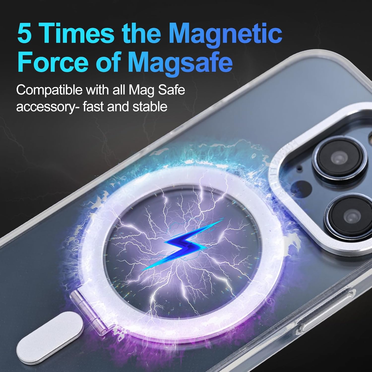 Funda rígida magnética transparente para iPhone 14 Pro, compatible con las últimas fundas de teléfono con Magsafe, con soporte, protección de grado