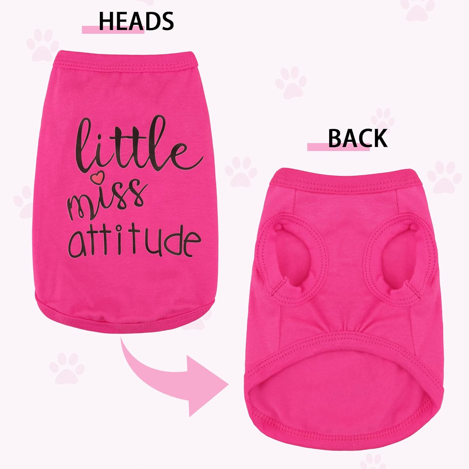 Atuendo canino lleno de personalidad ropa suave y ligera para perros con el llamativo eslogan “Little Miss Attitude”, perfecto para perros pequeños