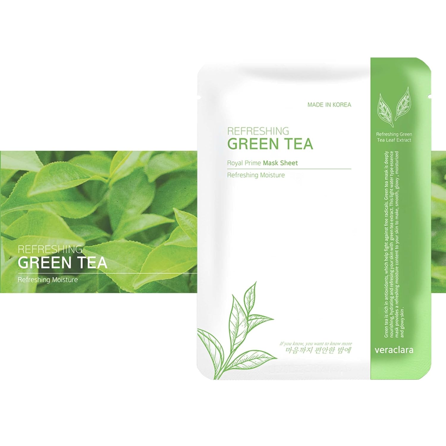 Veraclara  Hoja de máscara facial  Cuidado de la piel coreano  Aligera, hidrata y reafirma la piel  Disminuye las manchas oscuras y los círculos