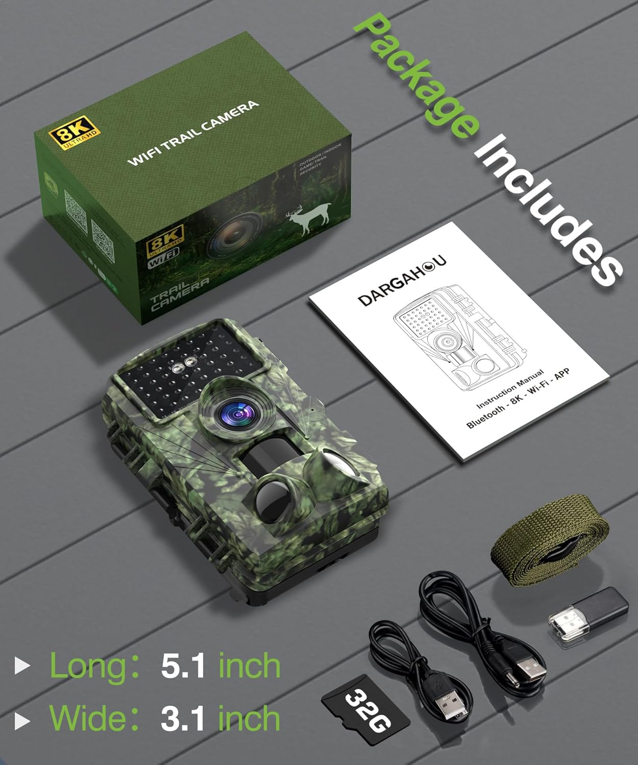 Cámara de sendero cámara de juego WiFi de 8K 60MP con tiempo de disparo de 0.3s, LED de 850 nm para cámara de caza de visión nocturna, aplicación de