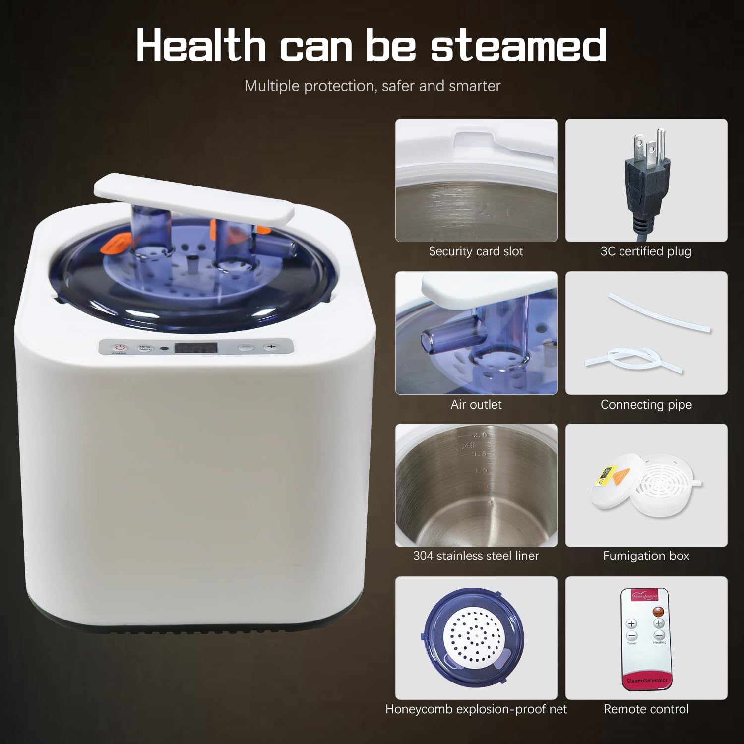 Sauna de vapor portátil para el hogar, tienda de campaña de saunas personales con silla plegable de control remoto y olla de vapor de 2 litros para