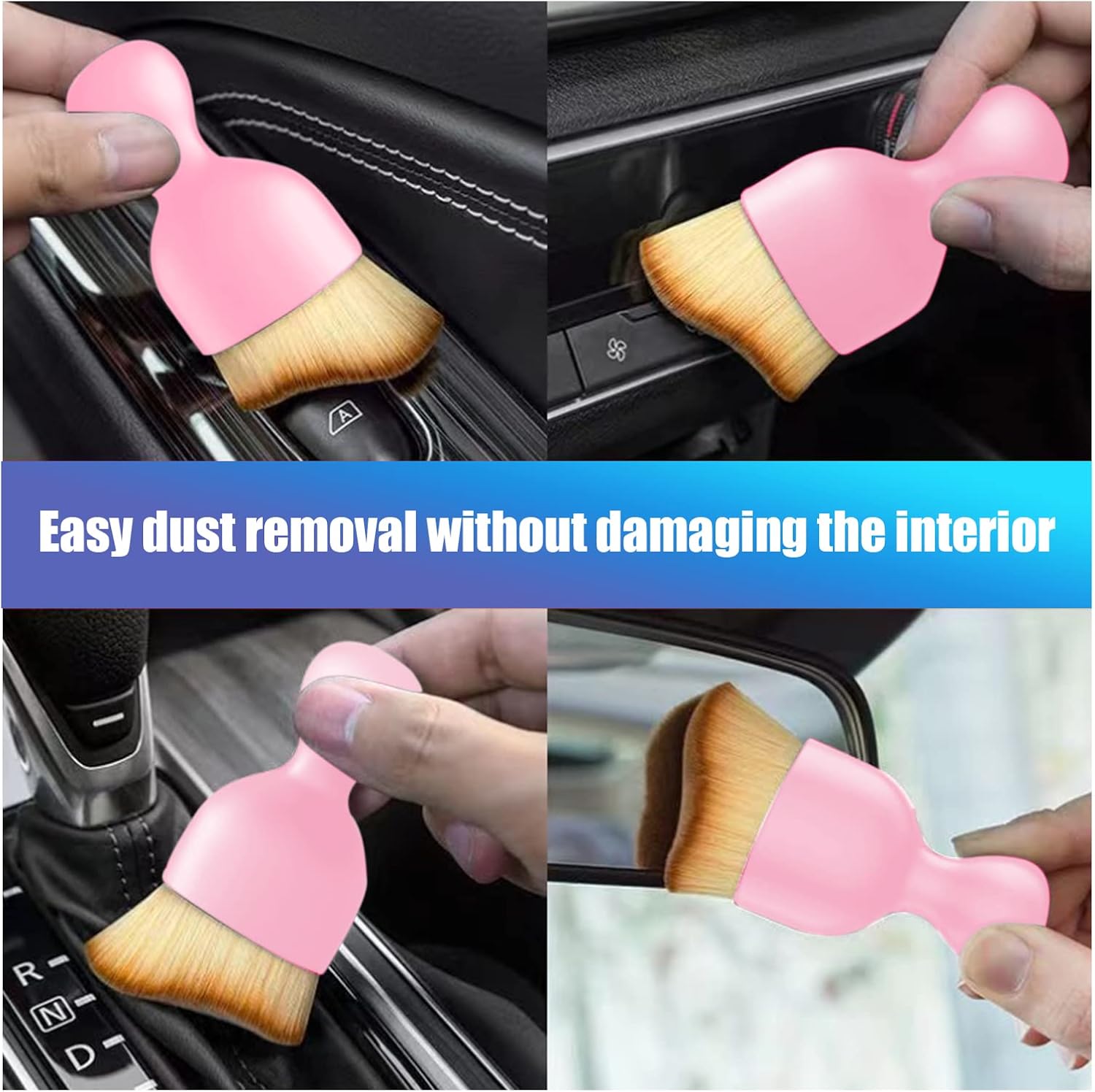Ajxn 1 cepillo de polvo para interior de automóvil, cepillo de nano fibra para detalles de hendiduras, cepillo de belleza para automóvil, cepillo