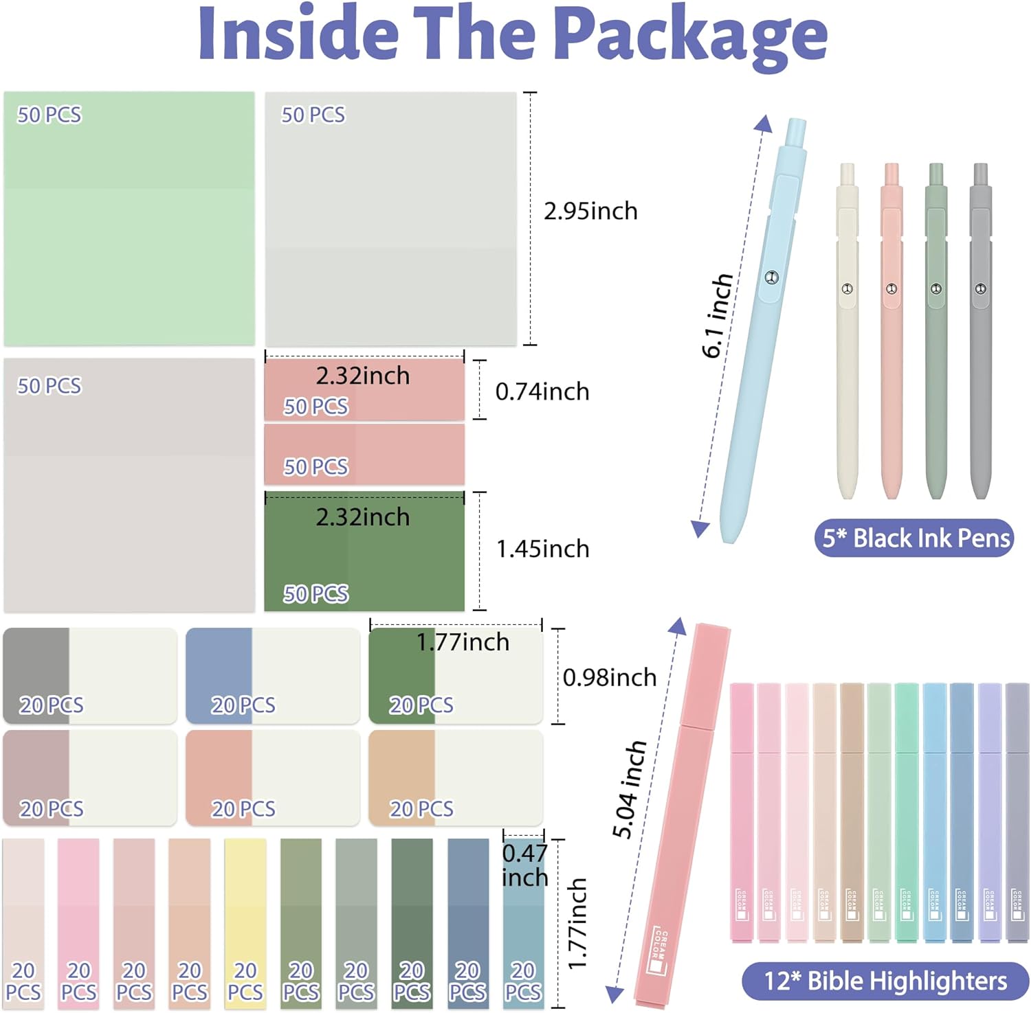 Kit de anotación de libros con 12 resaltadores pastel que no se corren, 5 bolígrafos de color y 620 hojas transparentes de notas adhesivas,