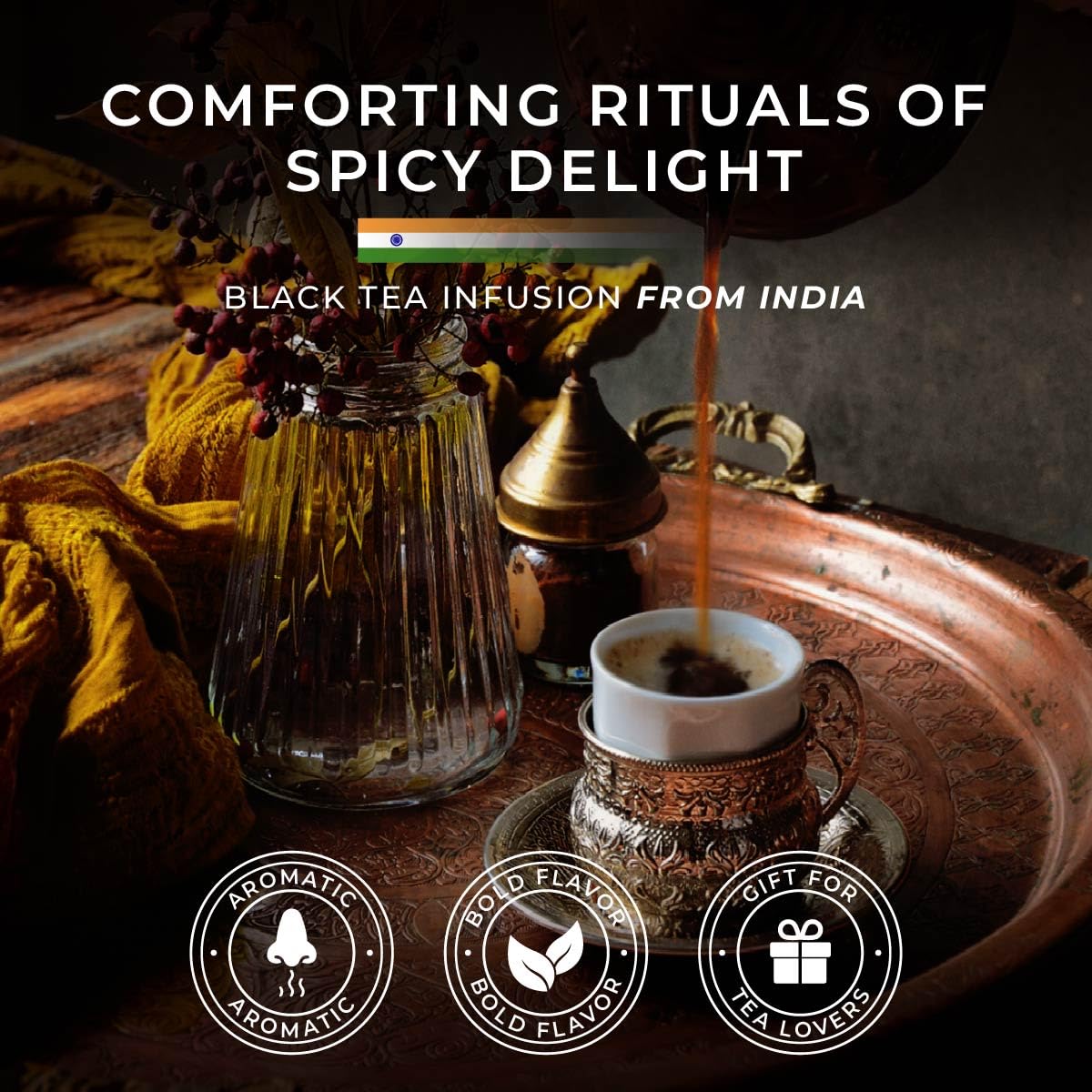 Gya Tea Co Té negro Chai de hoja suelta, té de cardamomo con cafeína, sin calorías, té de cardamomo con cafeína, té de hojas sueltas 100% natural