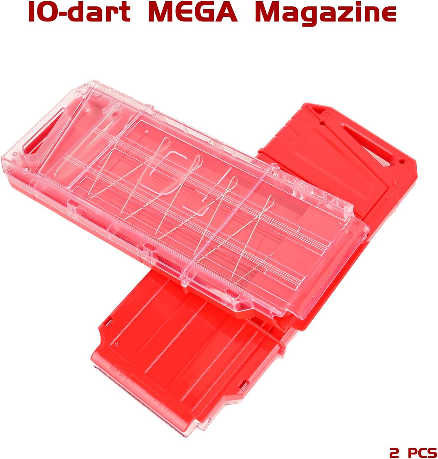 Clips de revista, paquete de 2 cargadores de clip de dardos de recarga rápida de 10 dardos para Nerf Centurion y Motostryke Mega (transparente y