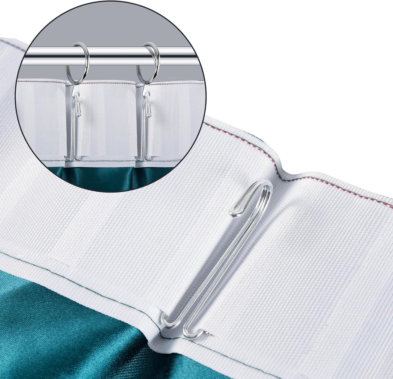 Ganchos de metal para cortinas, pasadores de cinta plisados, resistentes ganchos profundos (paquete de 20)