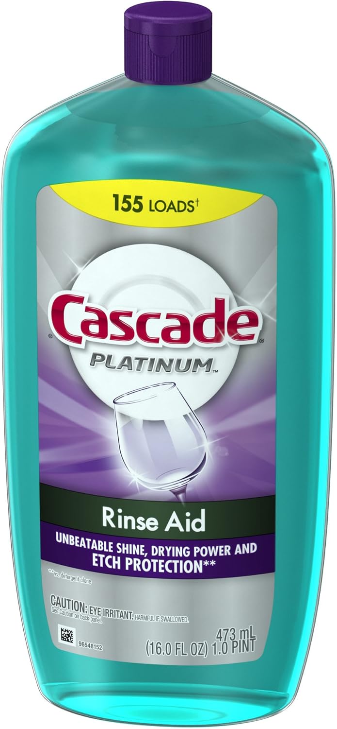 Cascade Rinse Aid Platinum – Agente para lavavajillas, regular, 16 onzas líquidas (paquete de 6)