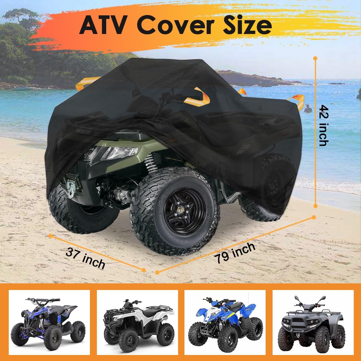 Funda impermeable para ATV 300D 4 ruedas, para todo tipo de clima, para exteriores, para Polaris Kawasaki, Suzuki, Honda-L