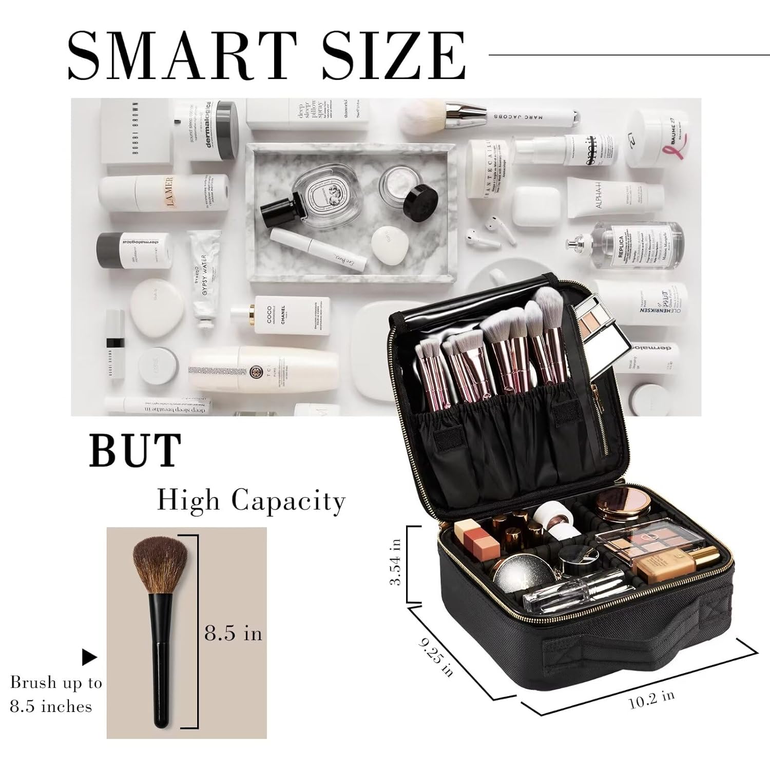Stagiant Bolsa de maquillaje de viaje, bolsa de maquillaje para mujer, bolsa grande de cuero para cosméticos, bolsa de aseo de viaje para niñas,