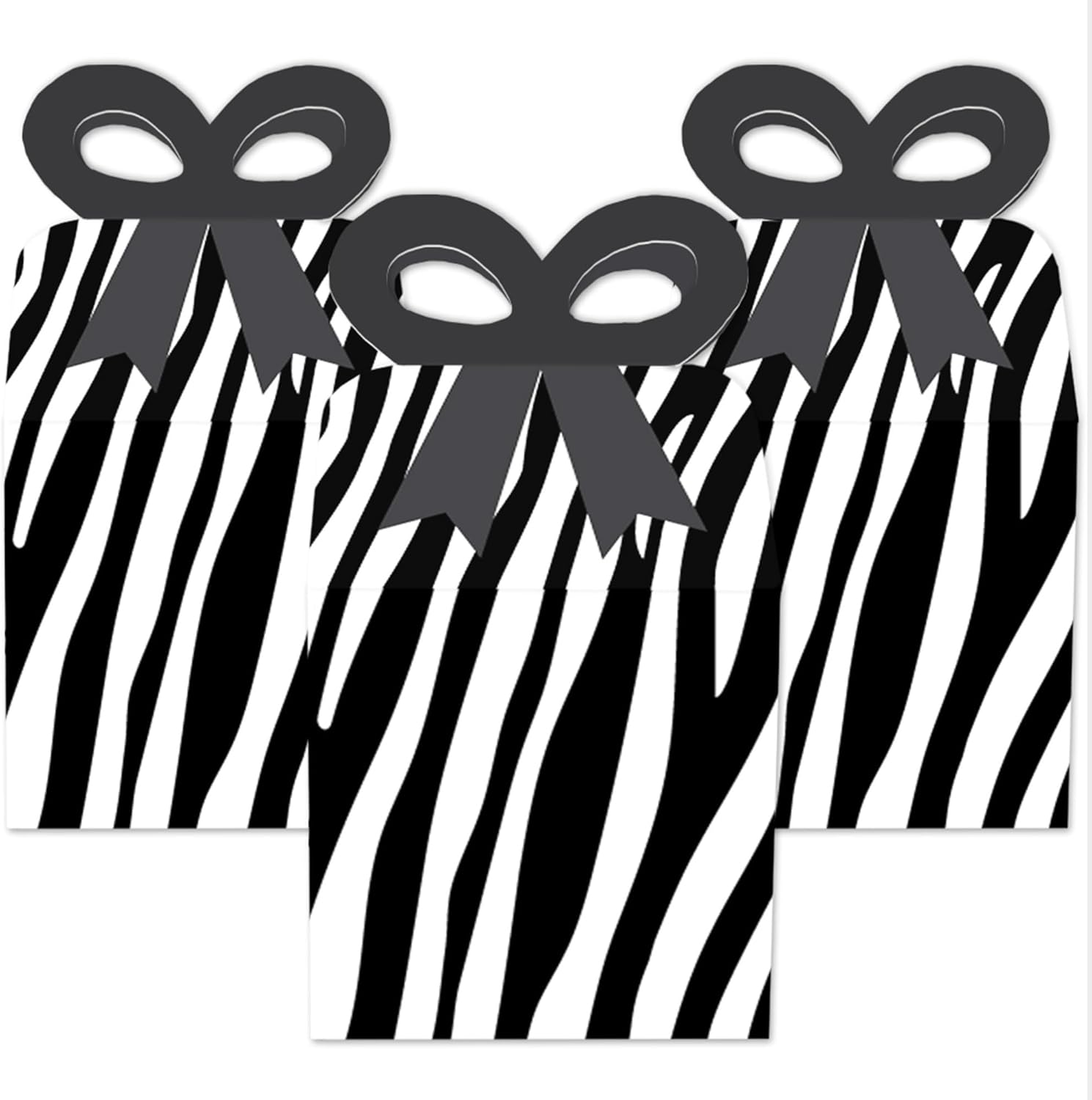 Big Dot of Happiness Cajas de regalo cuadradas con estampado de cebra, cajas de lazo para fiesta de safari, juego de 12