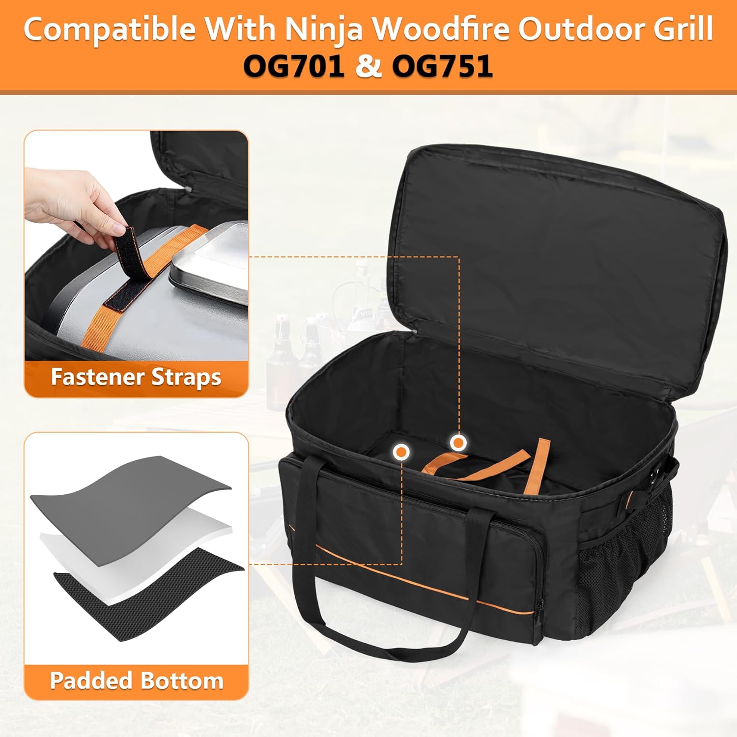 HODRANT Bolsa de transporte para parrilla compatible con parrilla Ninja Woodfire OG701 OG751, cubierta de parrilla al aire libre para parrilla