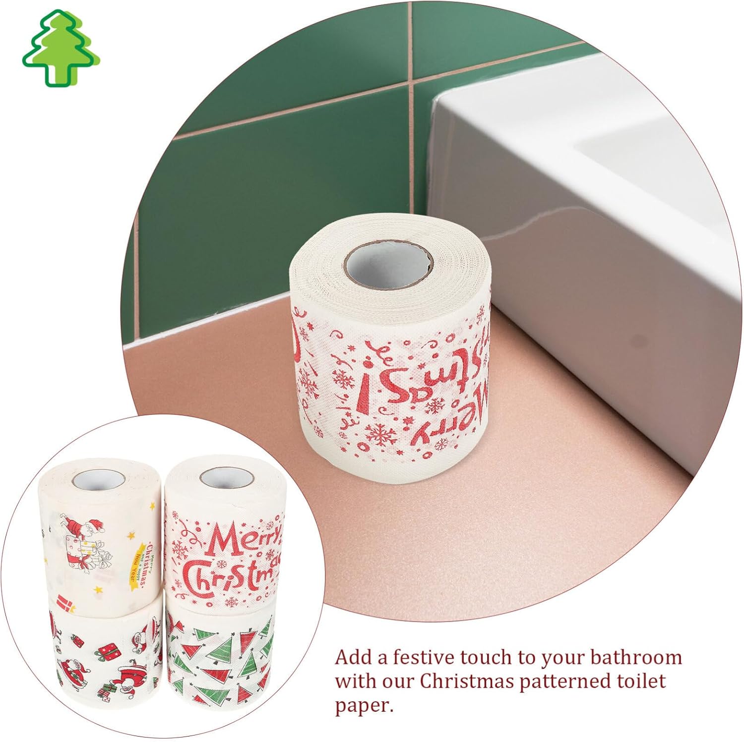 NOLITOY 4 rollos de papel higiénico de Feliz Navidad, altamente coleccionable, papel higiénico, divertido regalo para rellenos de calcetines de