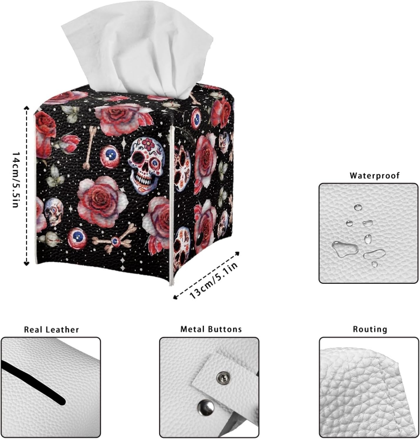 Cubierta cuadrada para caja de pañuelos de Halloween, accesorios de escritorio de oficina, cubierta de pañuelos Kleenex, soporte de pañuelos para