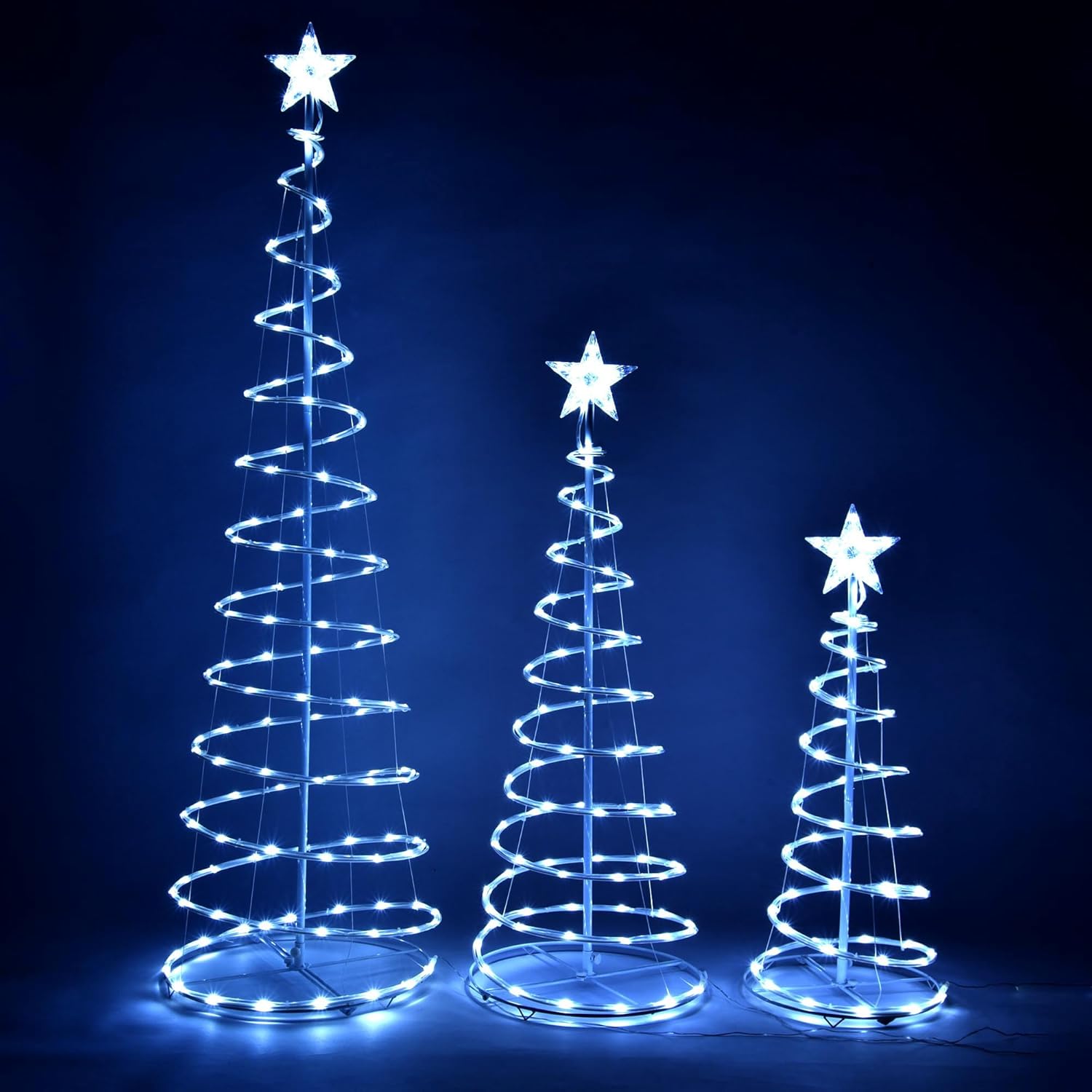 Juego de 3 luces LED en espiral para árbol de 6 pies, 4 pies, 3 pies, decoración navideña alimentada por USB